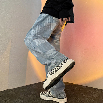 Men Jeans Autumn and Winter Loose Straight Wide Leg Pants