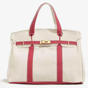 Women's Color-Blocked Canvas Tote Bag - Lightweight Spacious Commuter Handbag