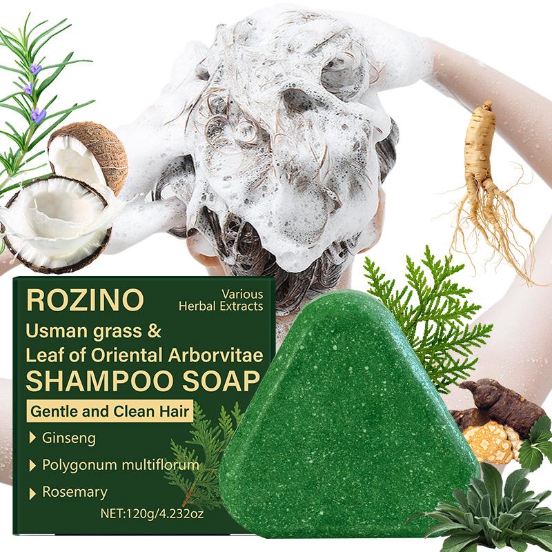 ROZINO Herbal Shampoo Bar with Usman Grass, Ginseng & Rosemary for Thinning Hair