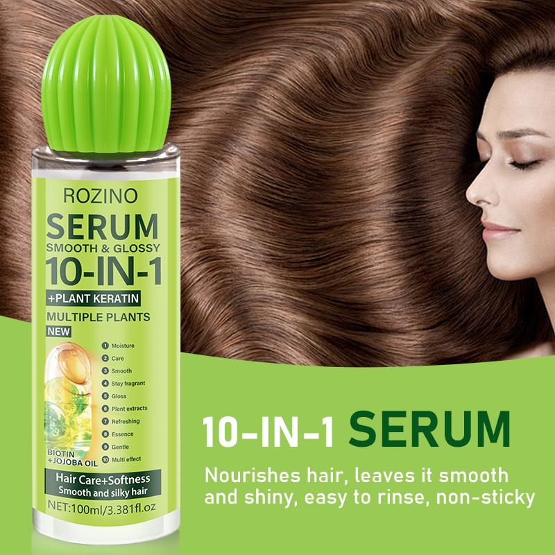 ROZINO 10-in-1 Hair Care Set - Shampoo, Conditioner & Serum (100ml) with Keratin & Jojoba Oil