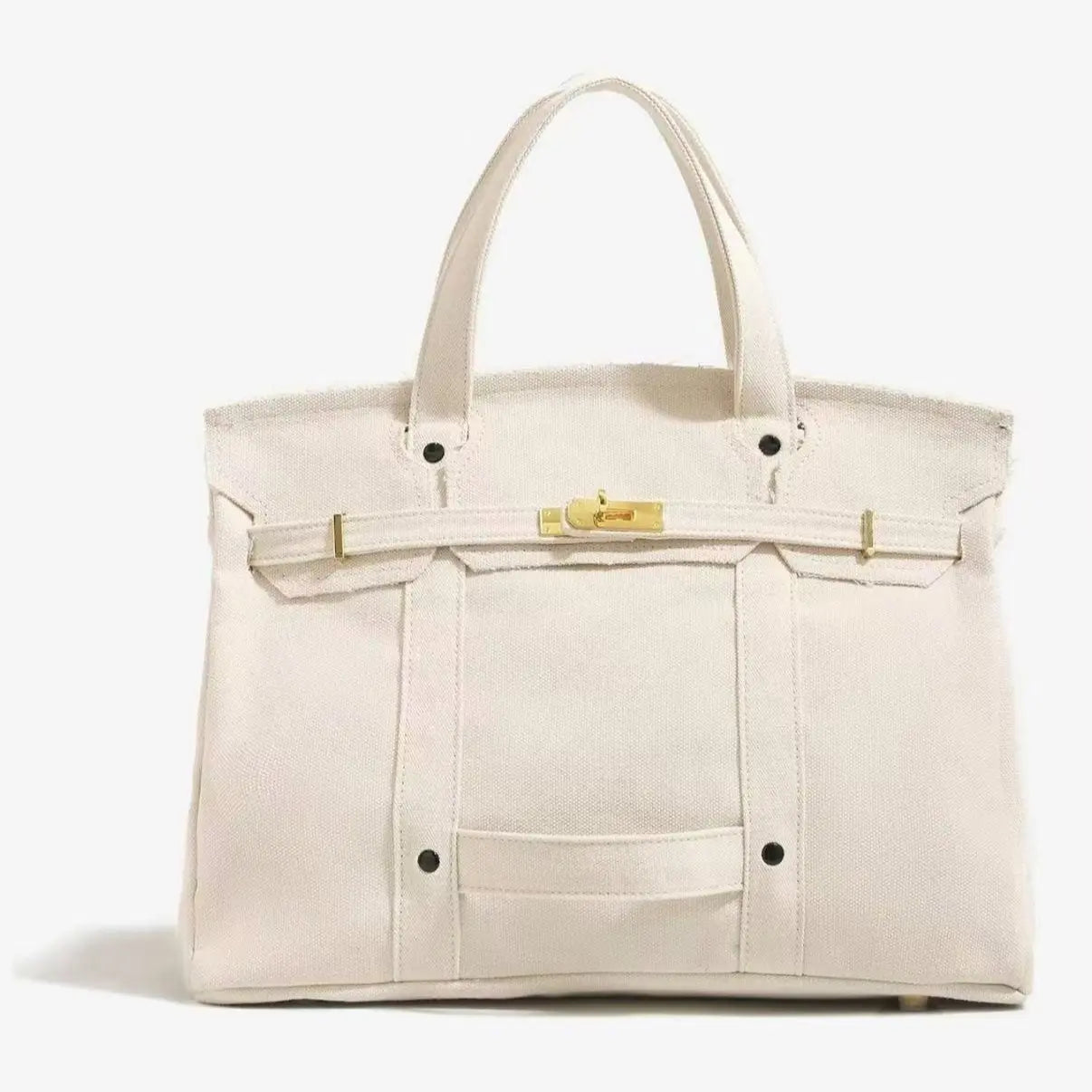 Women's Color-Blocked Canvas Tote Bag - Lightweight Spacious Commuter Handbag