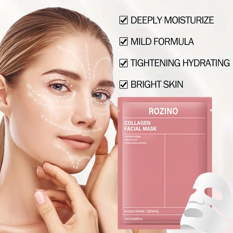 ROZINO Collagen Facial Mask - Moisturizing & Pore Tightening Sheet Mask