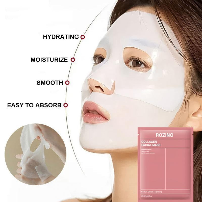 ROZINO Collagen Facial Mask - Moisturizing & Pore Tightening Sheet Mask