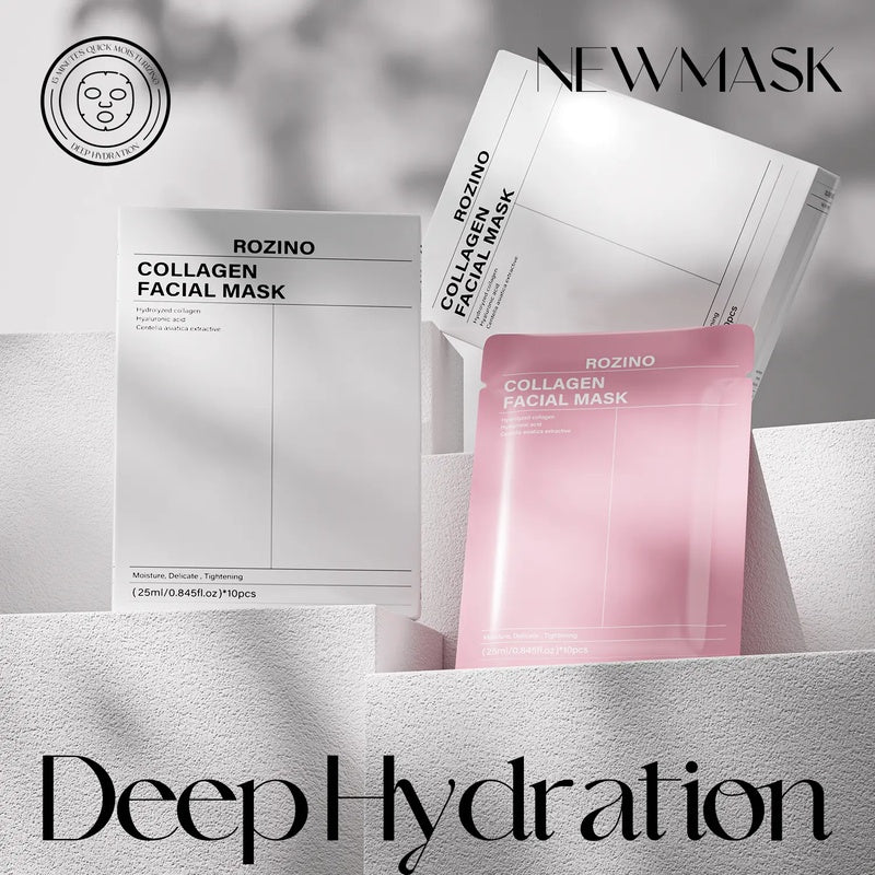 ROZINO Collagen Facial Mask - Moisturizing & Pore Tightening Sheet Mask