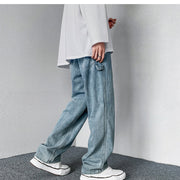 Men Jeans Vintage Hiphop Jeans Loose Straight Cargo Trousers Spring-Autumn Wide-Leg Pants