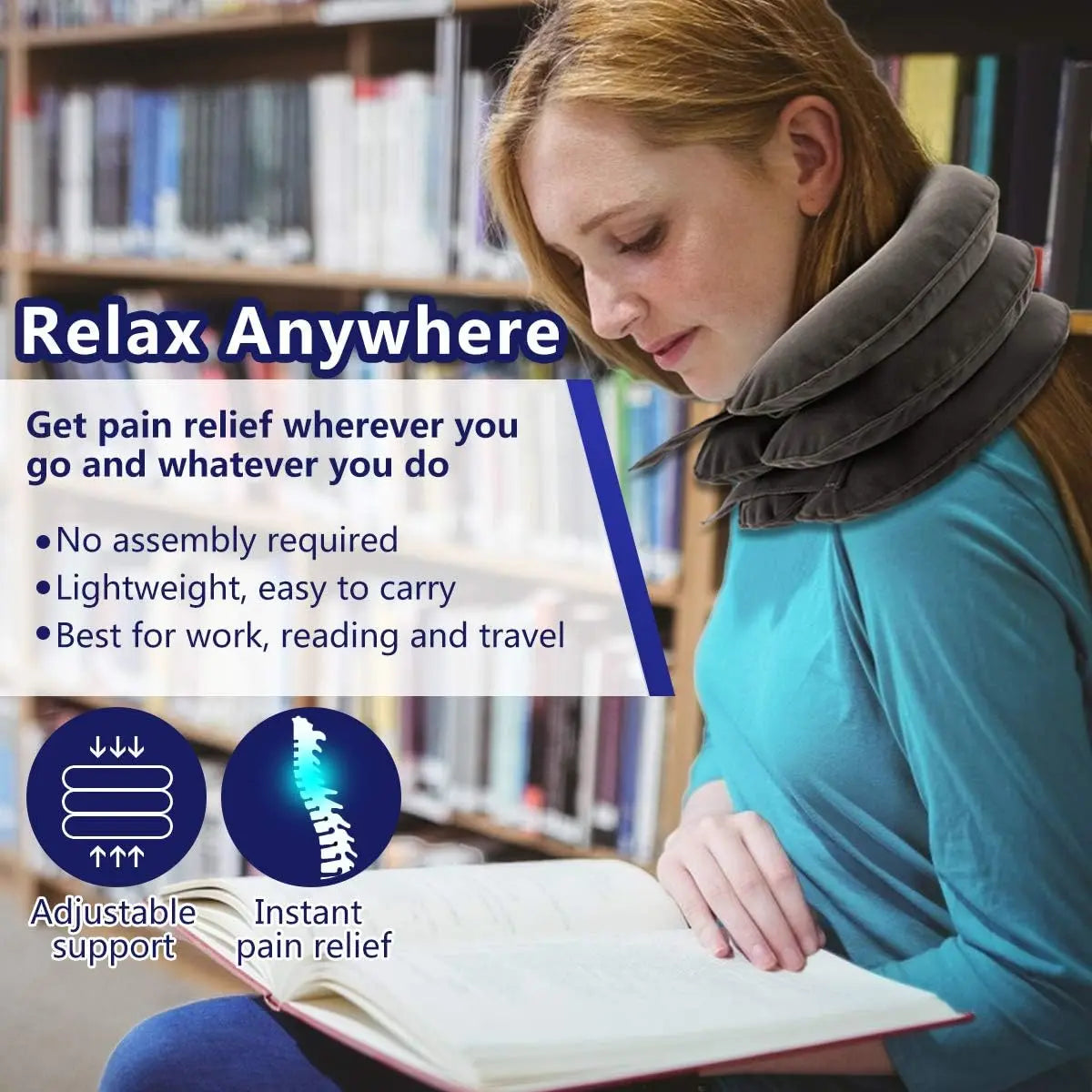 Inflatable Cervical Neck Traction Device for Pain Relief - Adjustable, Portable