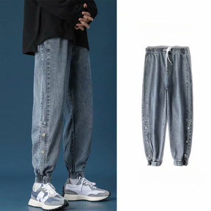 Men Jeans Loose Straight Wide Leg Summer Casual Trousers