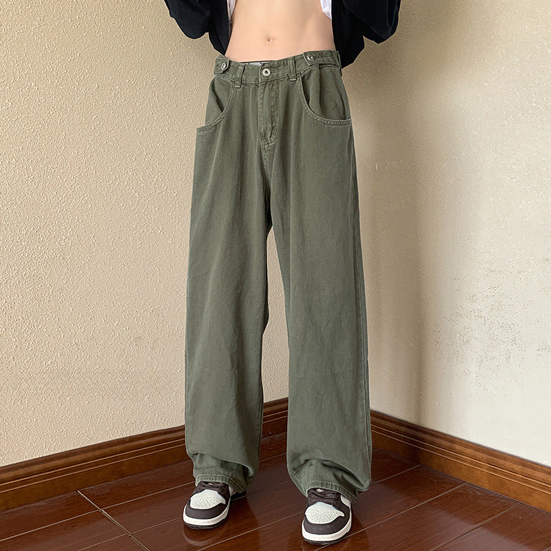Men Jeans Retro Pants Oversize Army Green Jeans
