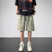 Men Jeans Ripped Denim Shorts Men's Summer Retro Casual Pants