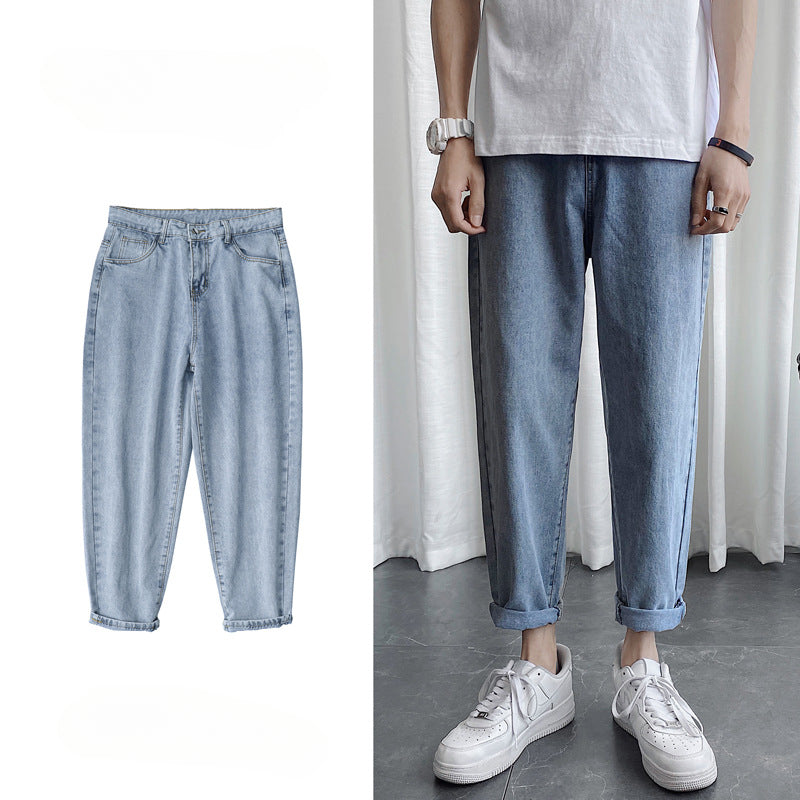 Men Jeans Spring Loose Straight Jeans Men's Casual Pants
