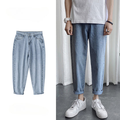 Men Jeans Spring Loose Straight Jeans Men's Casual Pants
