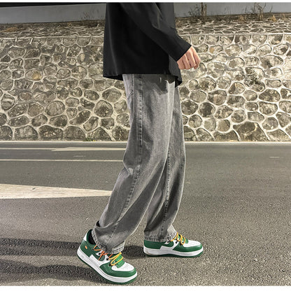 Men Jeans Loose Wide Leg Pants Spring Straight-Leg Trousers Men