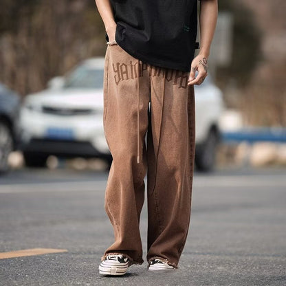 Men Jeans Vintage Jeans Summer Loose Straight-Leg Wide-Leg Pants