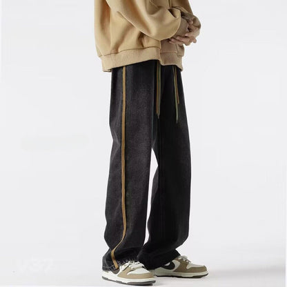 Men Jeans Vintage Jeans Men's Spring and Autumn Loose Wide-Leg Straight Pants