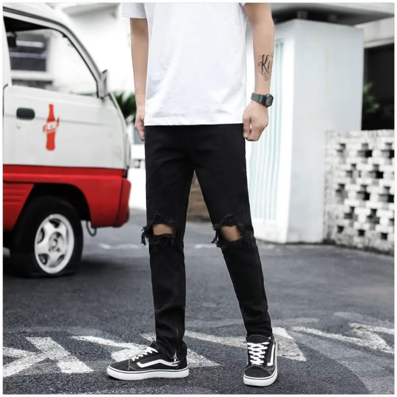 Men Jeans Retro Tattered Jeans Jeans Trousers