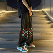 Men Jeans XINGX Embroidered Jeans Men's Loose Straight Oversize Casual Trousers