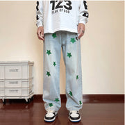 Men Jeans Embroidered Jeans Men's Autumn Oversize Straight-Leg Pants