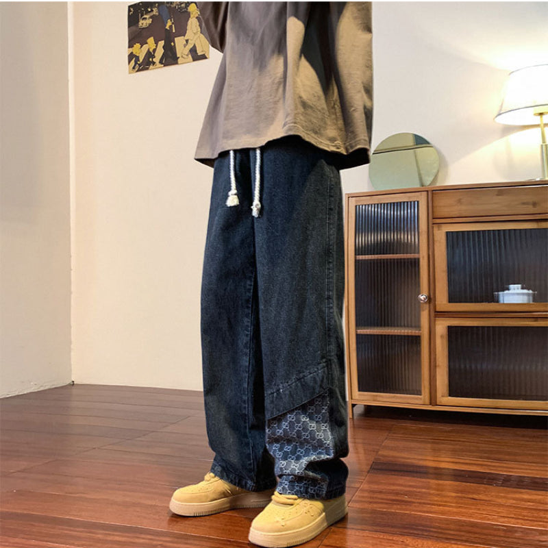 Men Jeans Cargo Jeans Men's Spring and Autumn plus Size Straight Loose Trousers