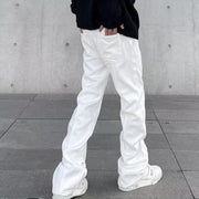 Men Jeans Black Buckle Jeans Baggy Straight Trousers