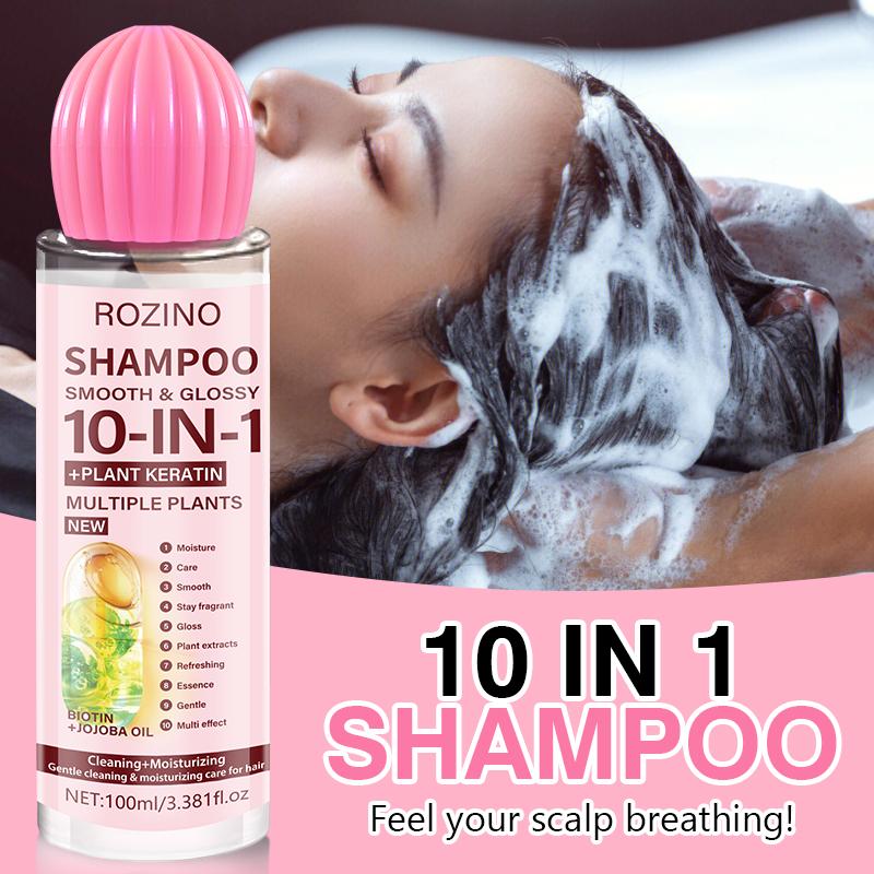 ROZINO 10-in-1 Hair Care Set - Shampoo, Conditioner & Serum (100ml) with Keratin & Jojoba Oil