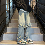 Men Jeans Spring and Autumn Retro Baggy Straight Trousers
