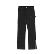 Men Jeans Zipper Slit Slightly Flared Casual Pants Loose Cargo Pants