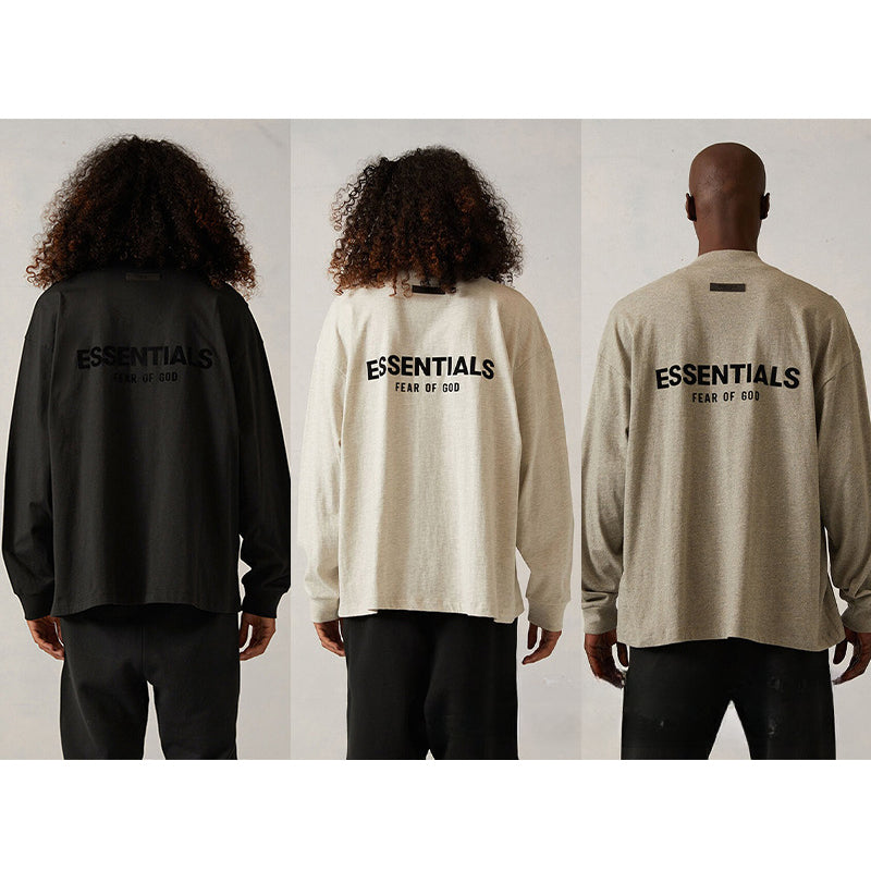 Fog Essentials Long Sleeve T-Shirt Flocking Logo Loose Long Sleeve T-Shirt