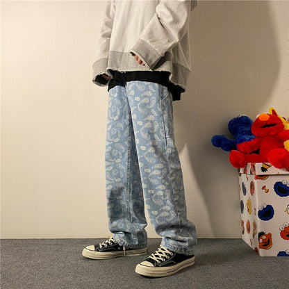 Men Jeans Straight Spring and Autumn Jeans Trousers