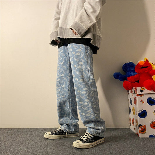Men Jeans Straight Spring and Autumn Jeans Trousers
