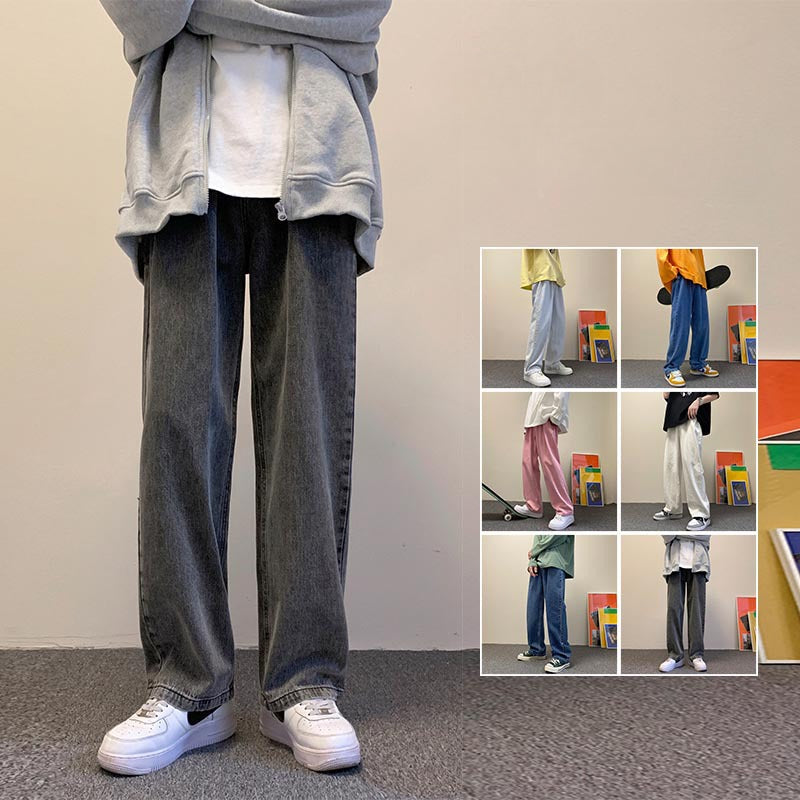 Men Jeans Fall Baggy Straight Trousers Spring and Autumn
