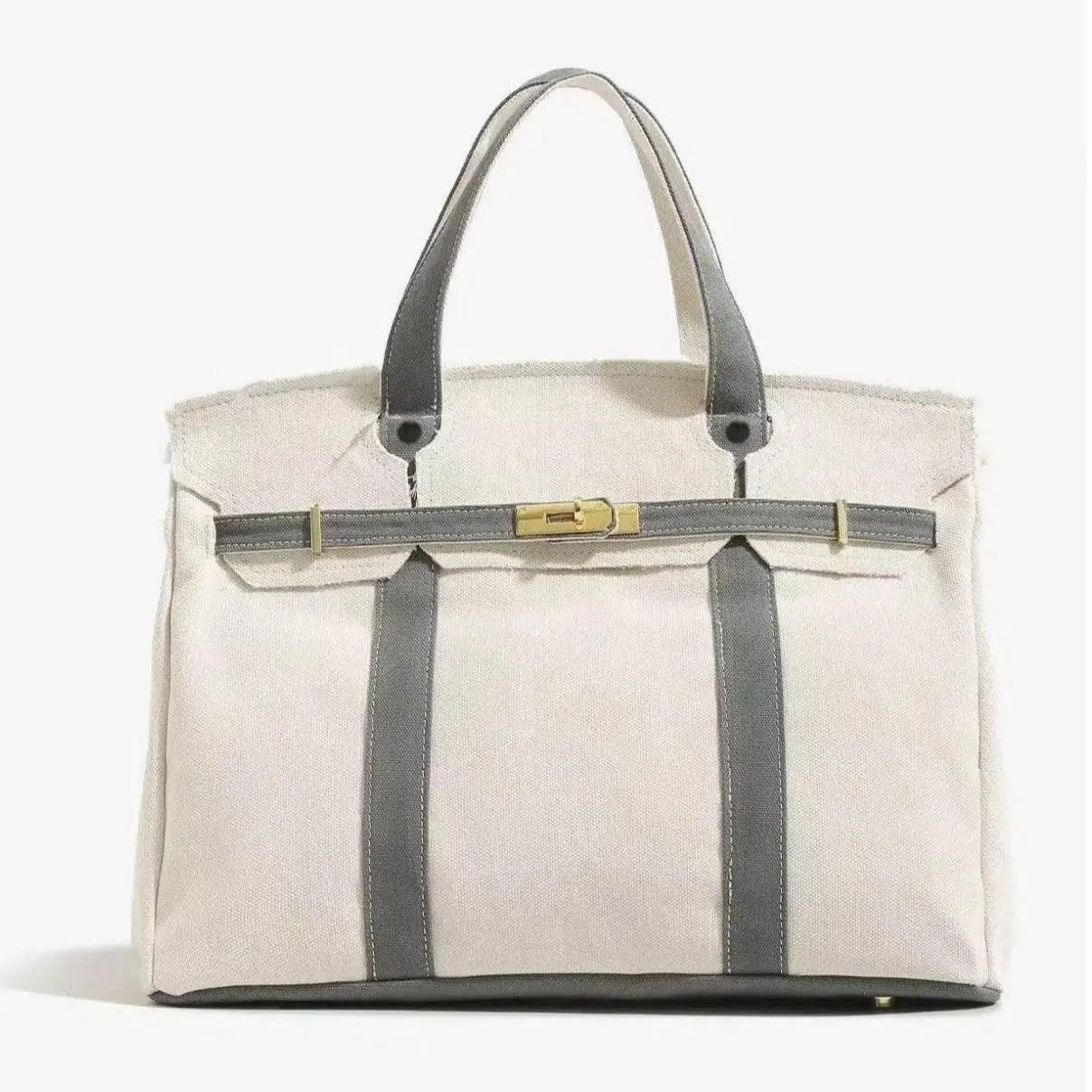 Women's Color-Blocked Canvas Tote Bag - Lightweight Spacious Commuter Handbag