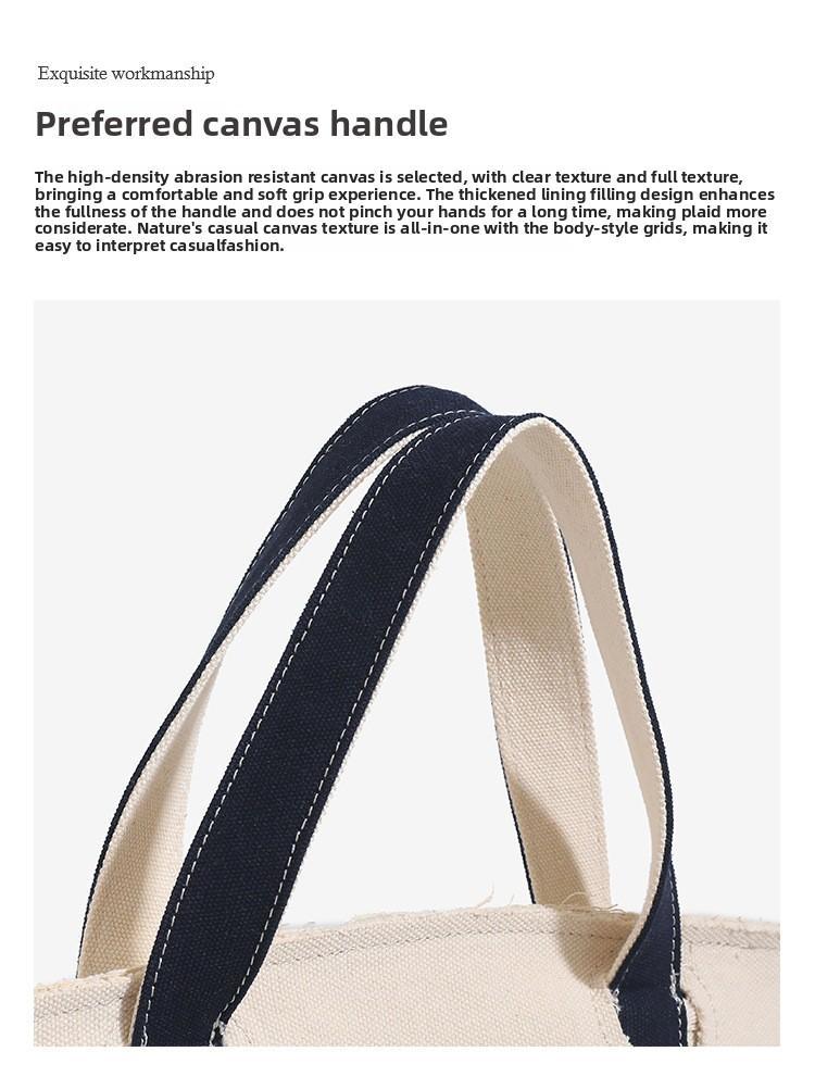 Women's Color-Blocked Canvas Tote Bag - Lightweight Spacious Commuter Handbag