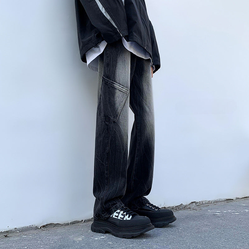 Men Jeans Gradient Jeans Straight-Leg Pants Casual Trousers