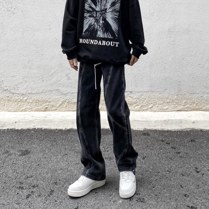 Men Jeans Vintage Jeans Straight Loose Pants
