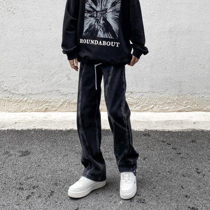 Men Jeans Vintage Jeans Straight Loose Pants
