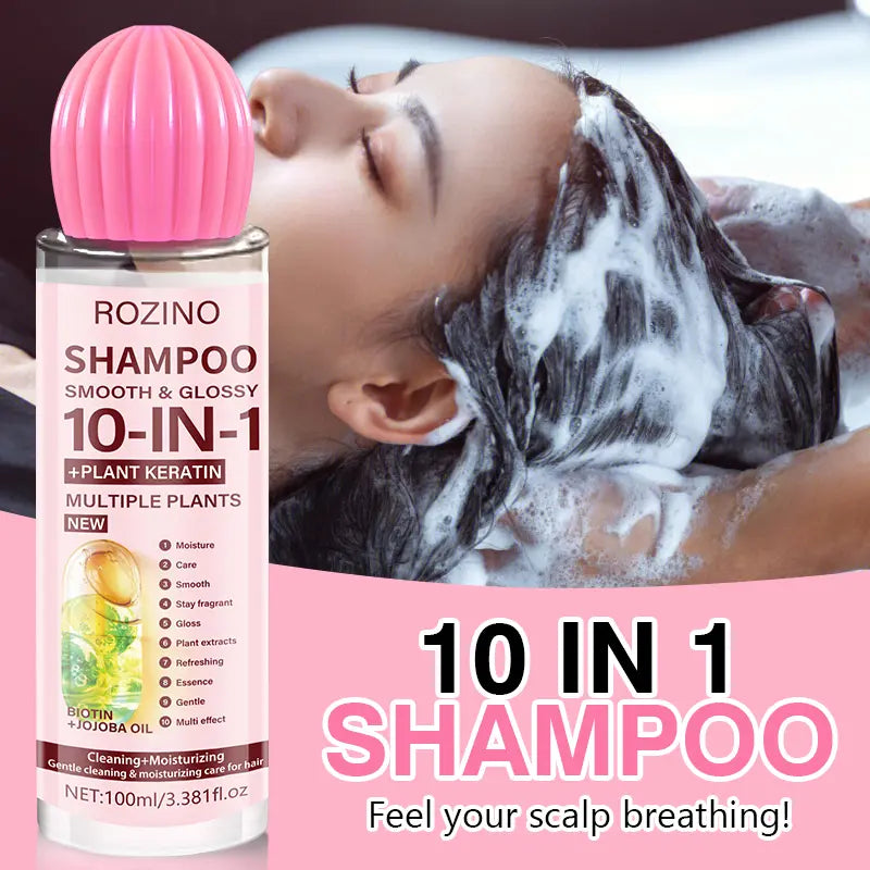 ROZINO 10-in-1 Hair Care Set - Shampoo, Conditioner & Serum (100ml) with Keratin & Jojoba Oil