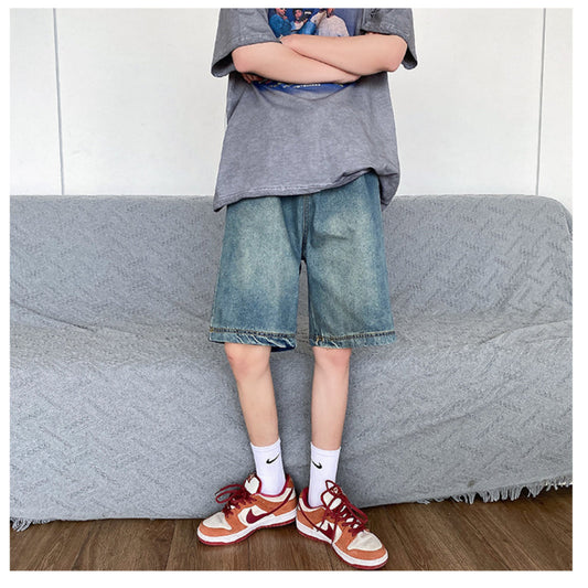 Men Jeans Summer Denim Shorts Loose Straight Casual Shorts