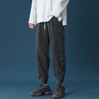 Men Jeans Loose Straight Wide Leg Summer Casual Trousers