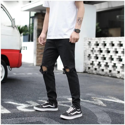 Men Jeans Retro Tattered Jeans Jeans Trousers