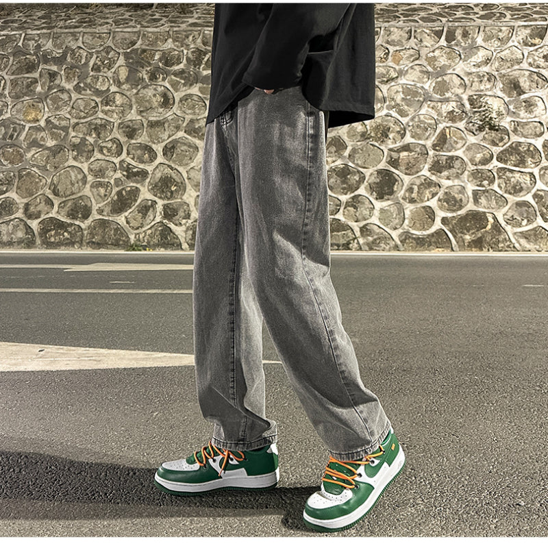 Men Jeans Loose Wide Leg Pants Spring Straight-Leg Trousers Men