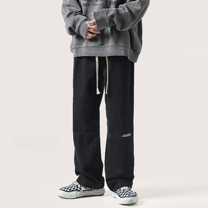 Men Jeans Spring and Autumn Straight Retro Wide-Leg Pants