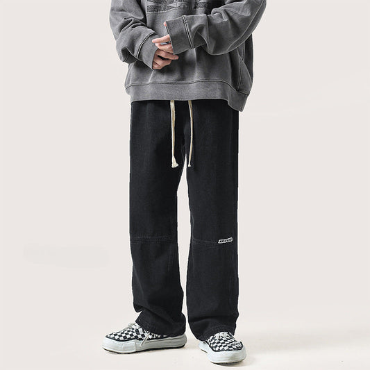 Men Jeans Spring and Autumn Straight Retro Wide-Leg Pants