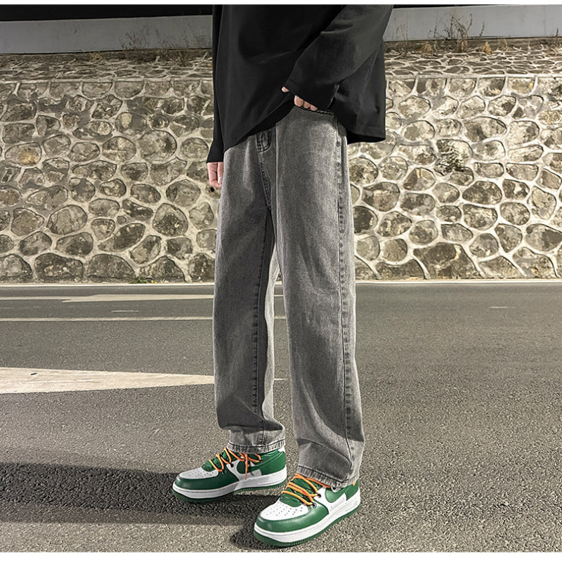 Men Jeans Loose Wide Leg Pants Spring Straight-Leg Trousers Men