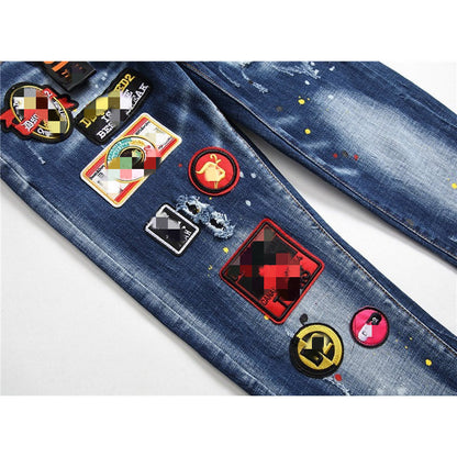 DSQ2 Jeans Emblem Embroidered Stretch Jeans