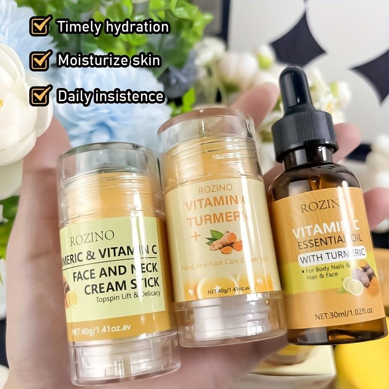 ROZINO Turmeric Face Mask Set - Brightening, Hydrating & Oil Control