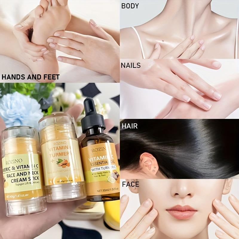 ROZINO Turmeric Face Mask Set - Brightening, Hydrating & Oil Control