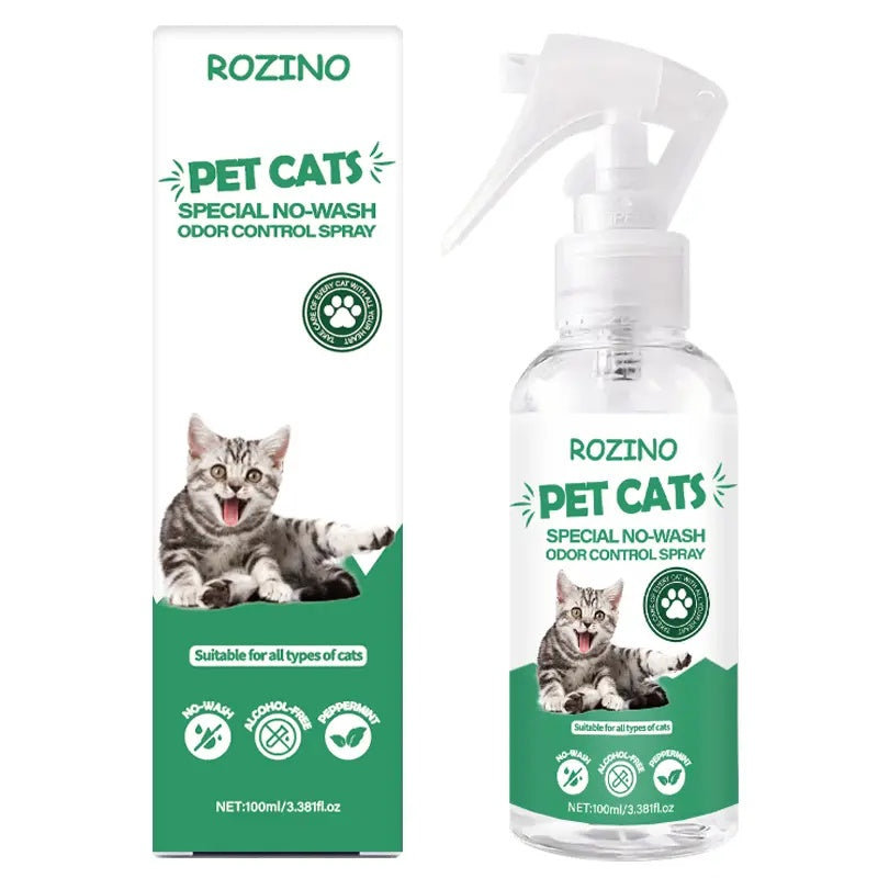 ROZINO Green Power Cat Spray - Odor-Free & Natural Grooming Spray