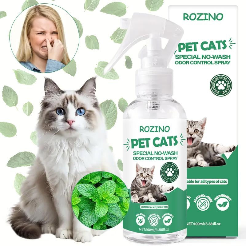 ROZINO Green Power Cat Spray - Odor-Free & Natural Grooming Spray