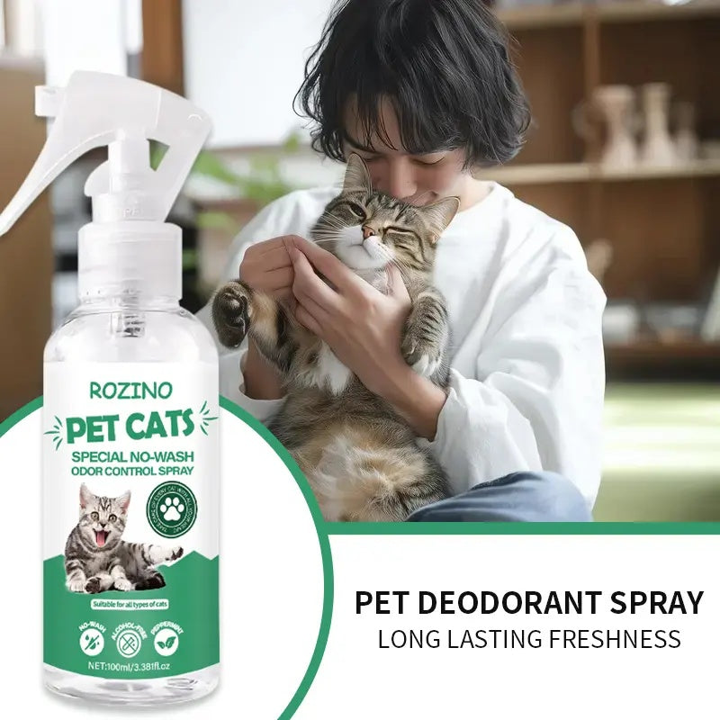 ROZINO Green Power Cat Spray - Odor-Free & Natural Grooming Spray