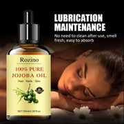 Rozino 100% Pure Jojoba Oil - No Rinse Fast Absorbing Body & Massage Oil